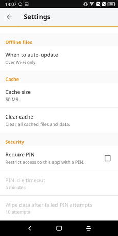 android app settings - vBoxxCloud