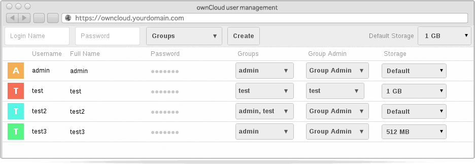 owncloud admin interface